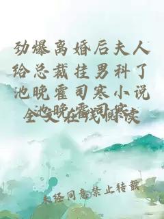 劲爆离婚后夫人给总裁挂男科了池晚霍司寒小说全文在线阅读