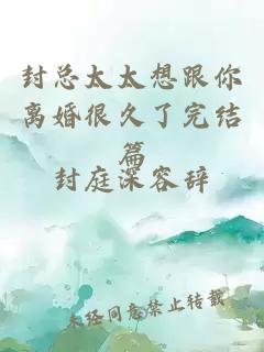 封总太太想跟你离婚很久了完结篇